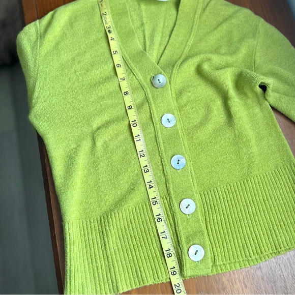 TARA JARMON Yellow Green Crop Sweater Cardigan - Picture 8 of 8
